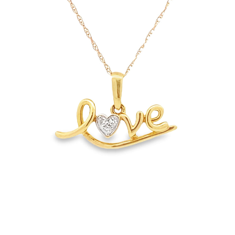.02ct Diamond Heart Love Pendant 10KT Yellow Gold