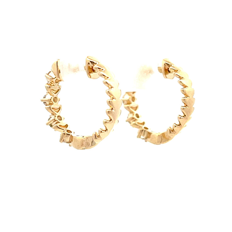 Natural .25ct Diamond Hoop Earrings 14KT Yellow Gold