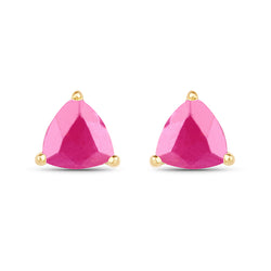 0.70 Carat Genuine Ruby 10K Yellow Gold Earrings