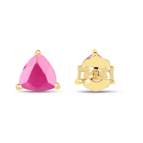 0.70 Carat Genuine Ruby 10K Yellow Gold Earrings