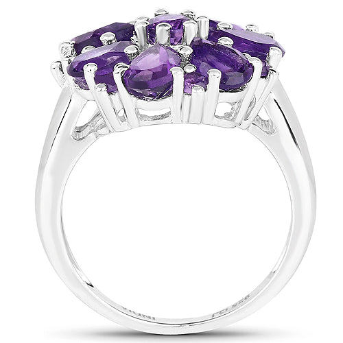 3.04 Carat Genuine Amethyst .925 Sterling Silver Ring