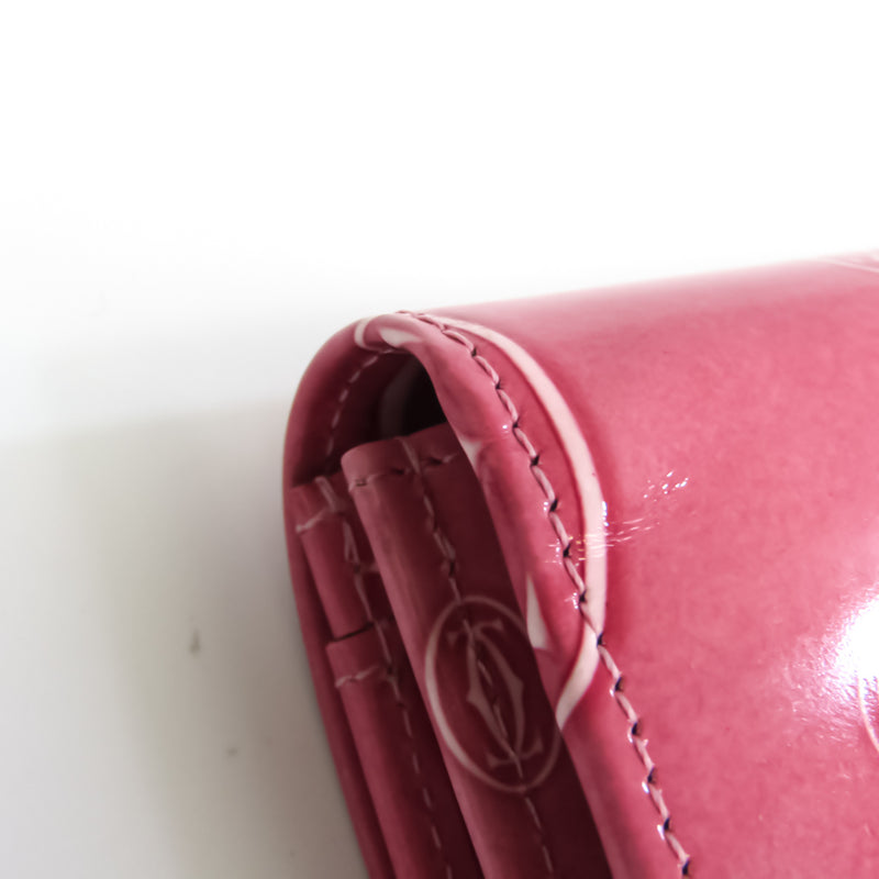 Cartier Happy Birthday L3001282 Womens Enamel Leather Long Wallet (bi-fold) Pink