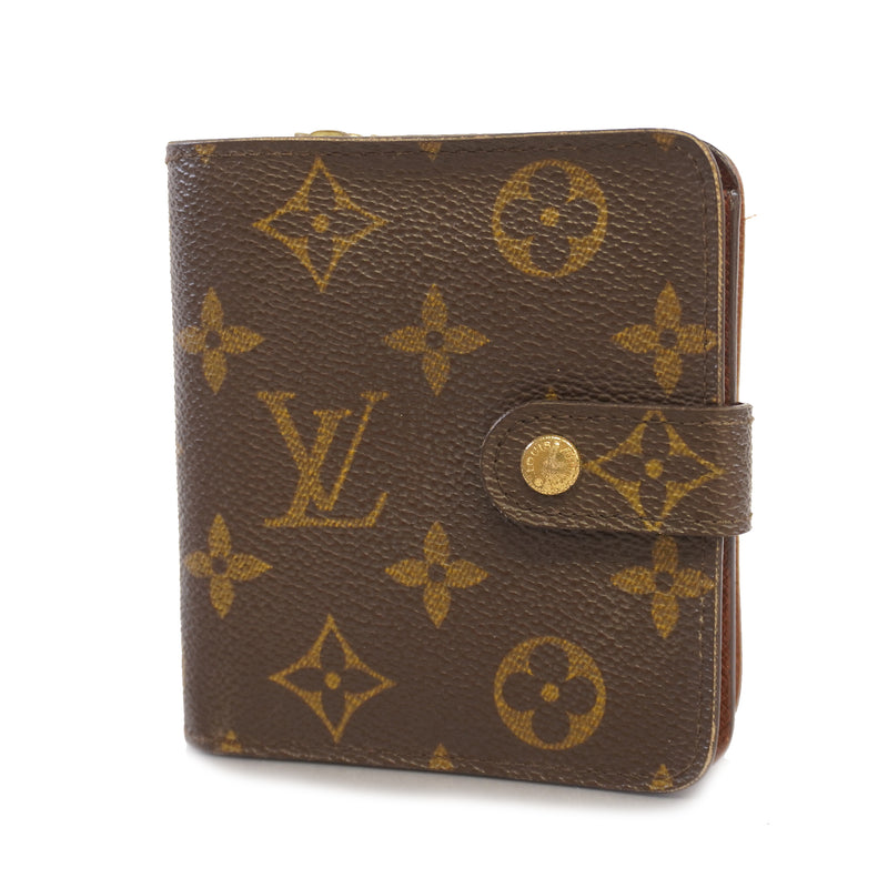 Auth Louis Vuitton Monogram Compact Zip M61667 WomenUnisexMen Wallet (bi-fold)
