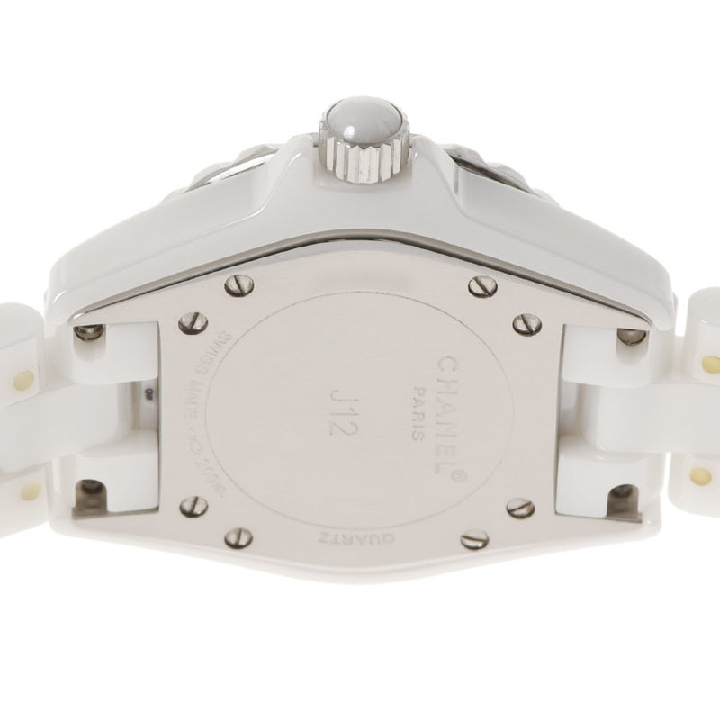 CHANEL J12 33mm 12P diamond H1628 mens white ceramic / SS watch quartz dial