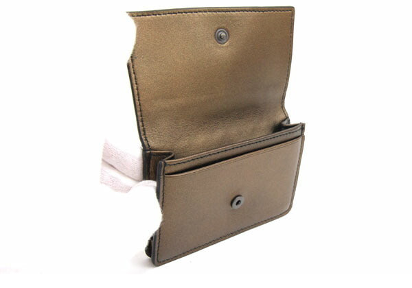 Bottega Veneta Business Card Holder Intrecciato 113945 Bronze Leather Case Mens Womens