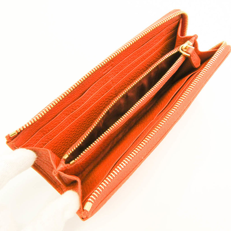 Prada VIT.DAINO PORTAFOGLIO LAMPO 1M1183 Womens Calfskin Long Wallet (bi-fold) Orange