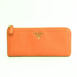 Prada VIT.DAINO PORTAFOGLIO LAMPO 1M1183 Womens Calfskin Long Wallet (bi-fold) Orange