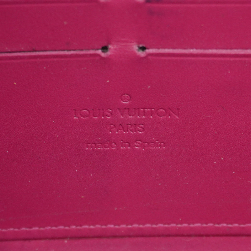 Auth Louis Vuitton Purse Monogram Verni Ikat Flower Zippy Wallet M90019 Rose Andian