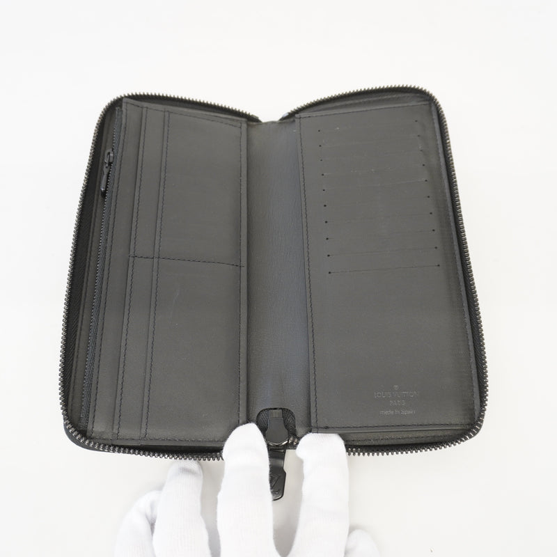 Auth Louis Vuitton Monogram Shadow Zippy Wallet Vertical M62902 Mens Long Wallet (bi-fold) Noir