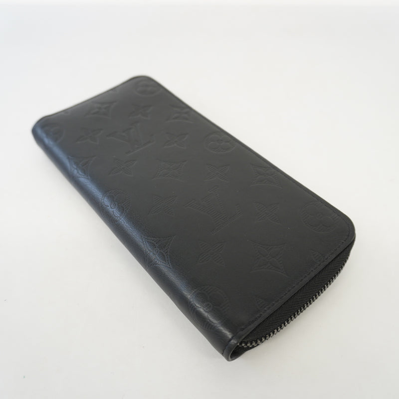 Auth Louis Vuitton Monogram Shadow Zippy Wallet Vertical M62902 Mens Long Wallet (bi-fold) Noir