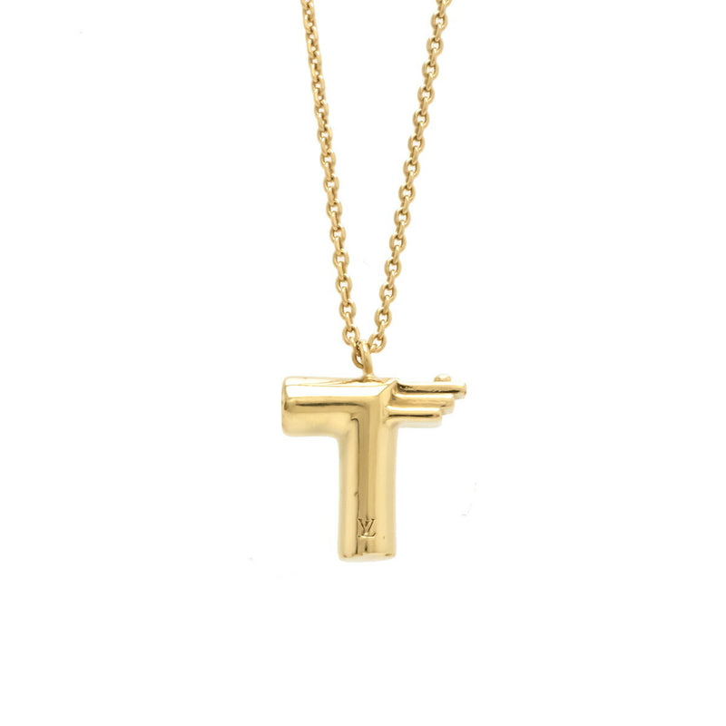 LOUIS VUITTON Louis Vuitton Necklace & ME T Initial Alphabet Pendant GP Gold M61075