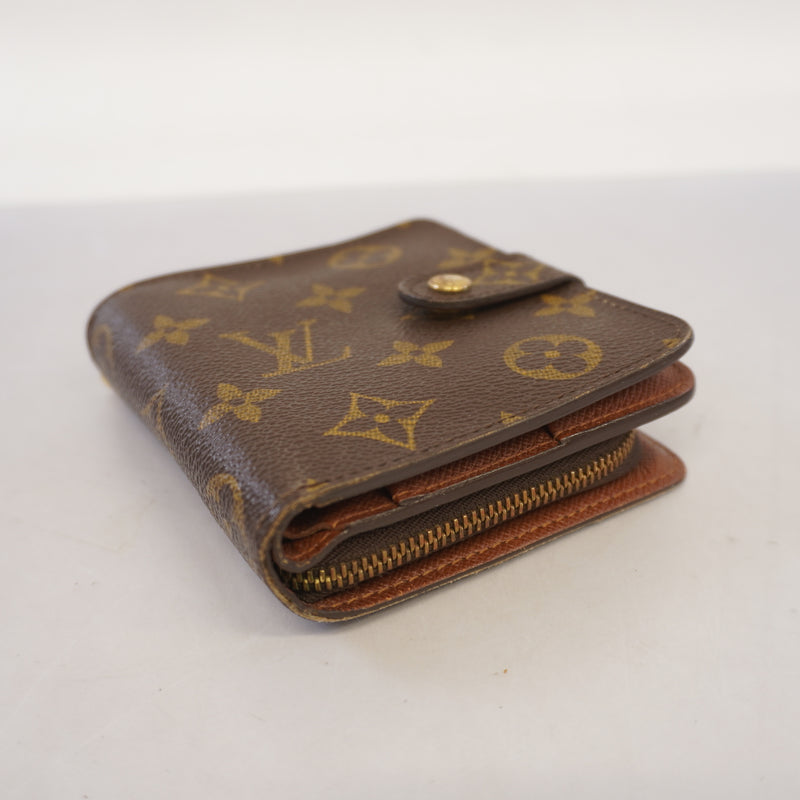 Auth Louis Vuitton Monogram Compact Zip M61667 WomenUnisexMen Wallet (bi-fold)