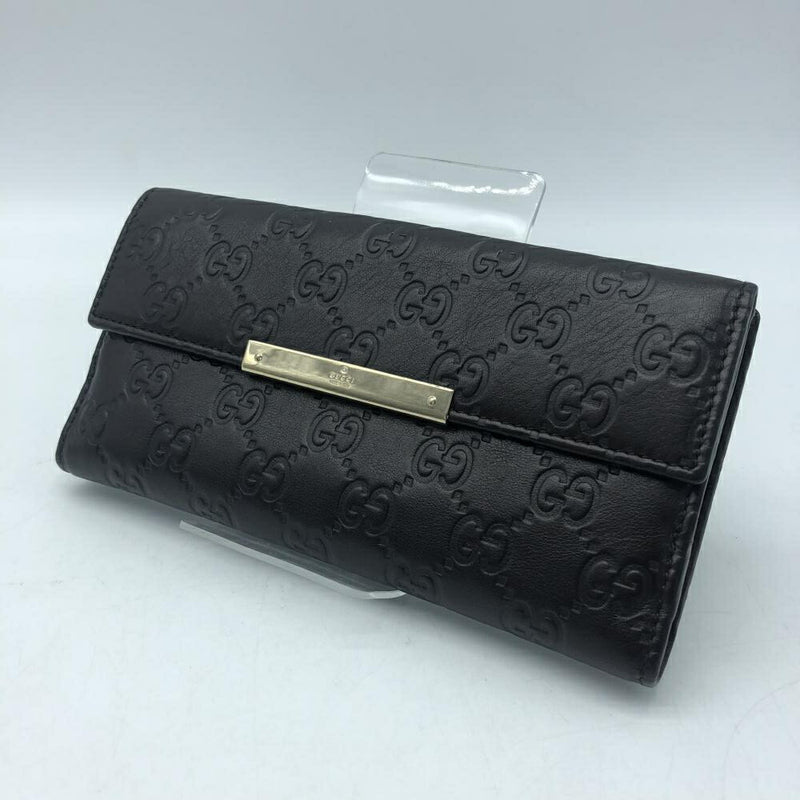 GUCCI 112715 Shima leather W hook brown long wallet Gucci