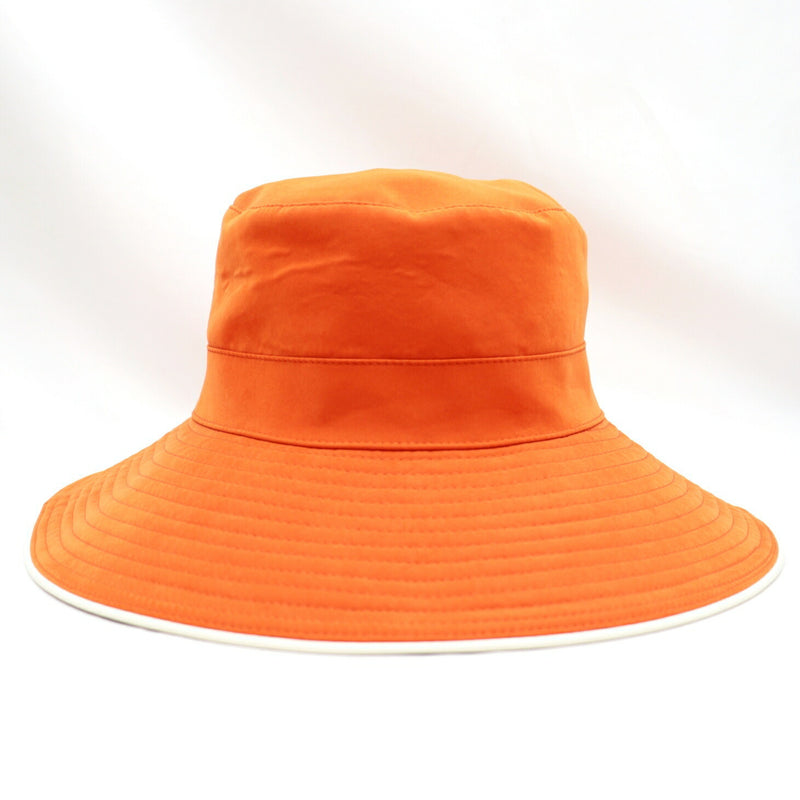 Hermes Lamb Leather Switching Bucket Hat Ladies Orange 58