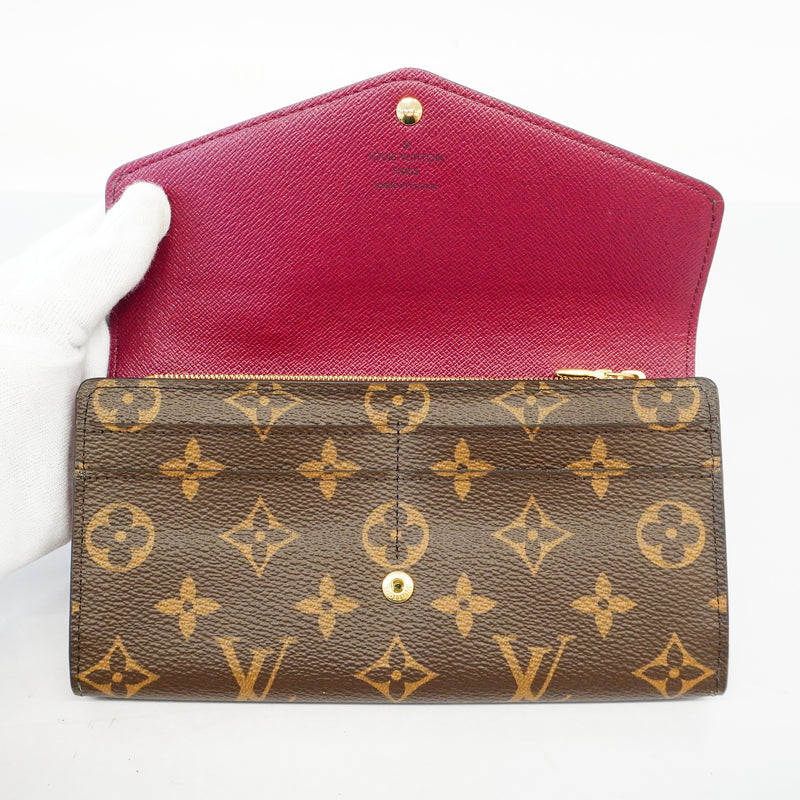 Auth Louis Vuitton Monogram Portefeuille Sara M62234 Womens Long Wallet Fuchsia