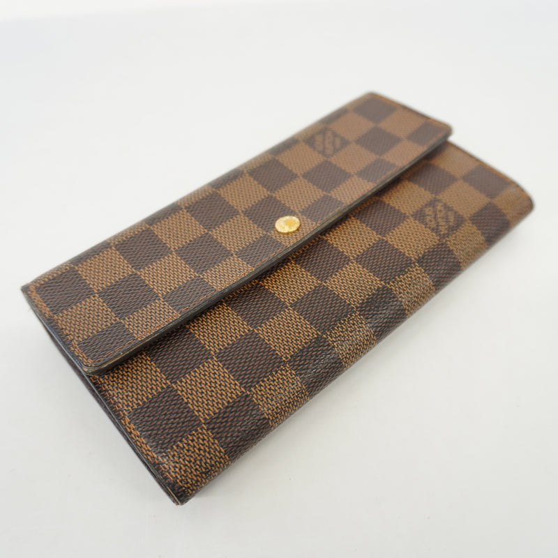 Auth Louis Vuitton Damier Portofeuil Sara N61734 Womens Long Wallet (bi-fold)
