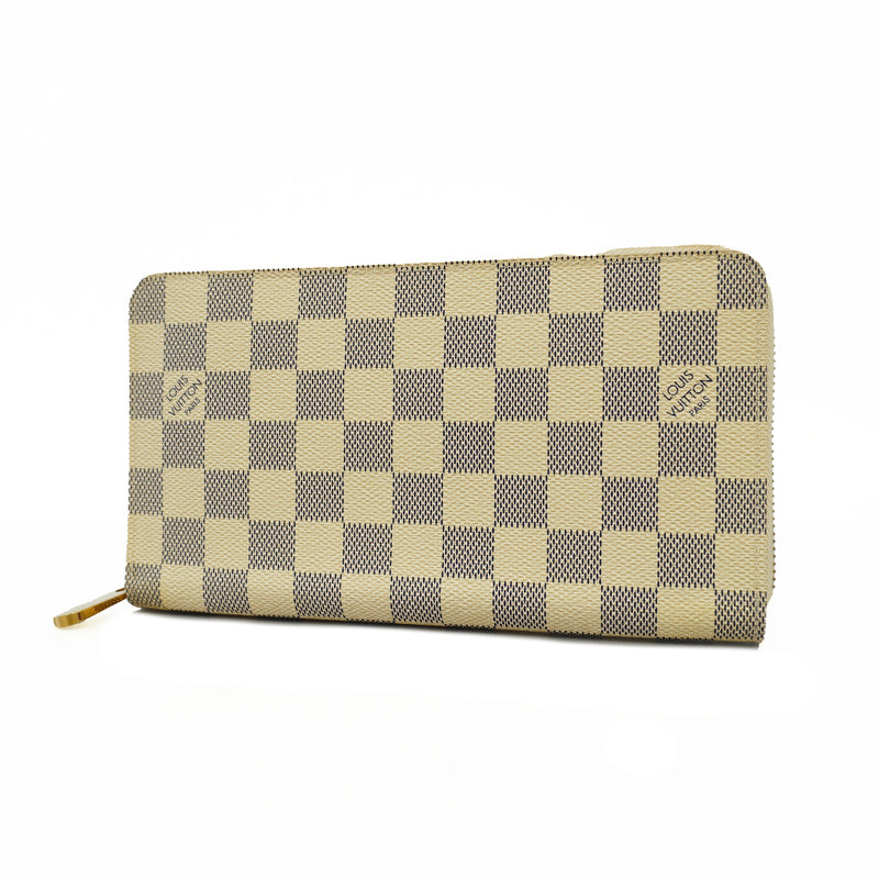 Auth Louis Vuitton Damier Azur Zippy Organizer N60012 Womens Long Wallet