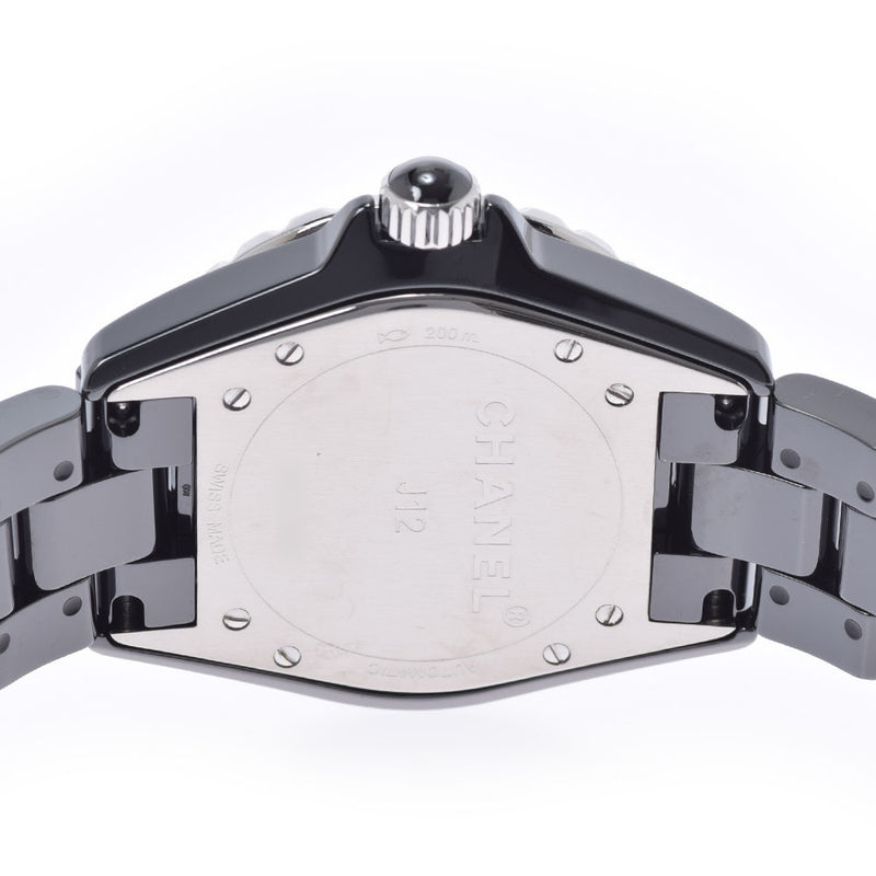 CHANEL J12 38mm 12P diamond H1626 mens black ceramic / SS watch self-winding dial