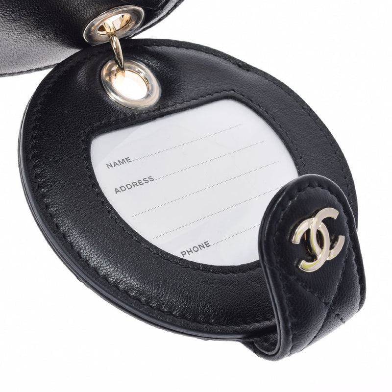 CHANEL Chanel Matrasse Name Tag Bag Charm Black Unisex Lambskin Keychain