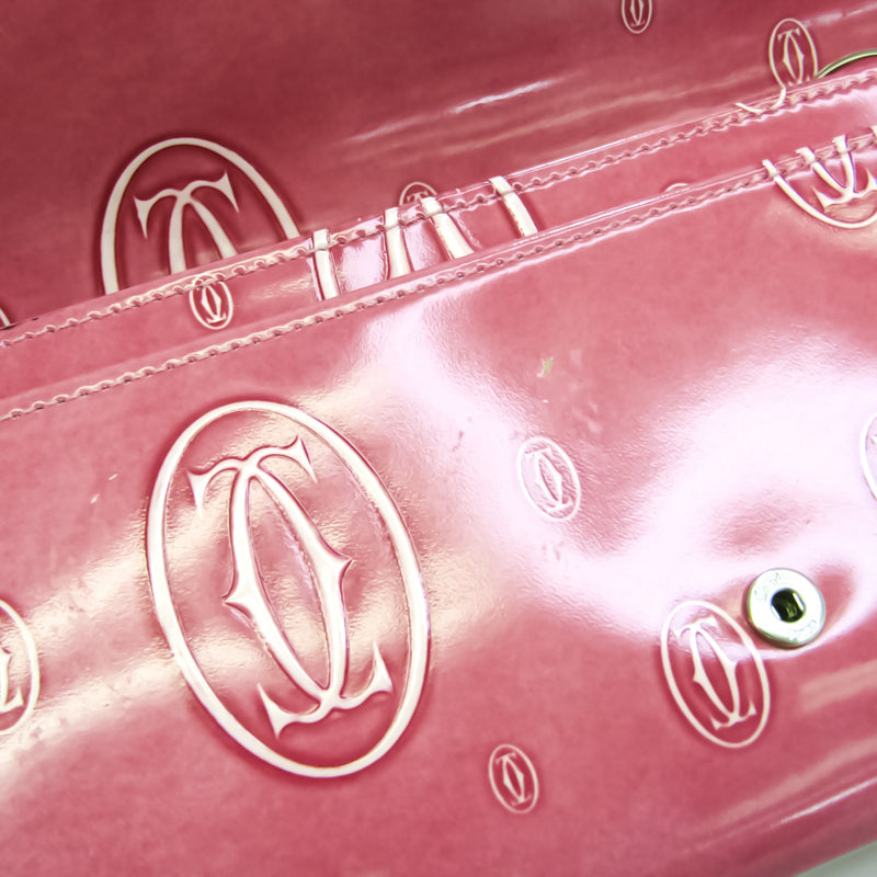 Cartier Happy Birthday L3001282 Womens Enamel Leather Long Wallet (bi-fold) Pink