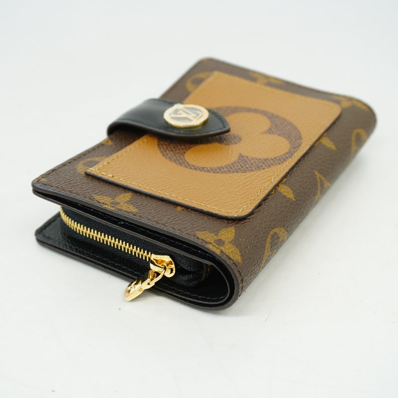 Auth Louis Vuitton Monogram Reverse Portofeuil Juliet M69432 Womens Wallet