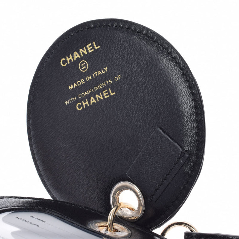 CHANEL Chanel Matrasse Name Tag Bag Charm Black Unisex Lambskin Keychain