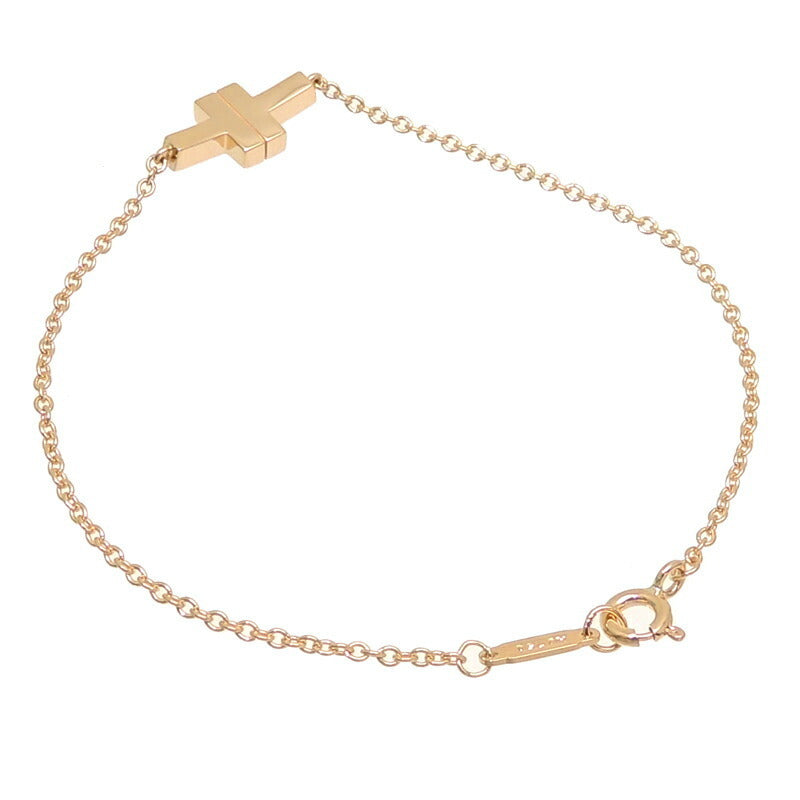 Tiffany 750PG T TWO Single Chain Ladies Bracelet 750 Pink Gold