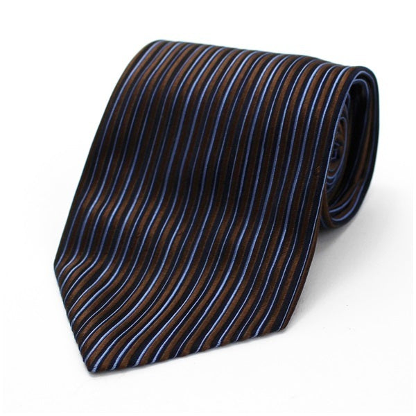 Gucci Silk Tie Blue x Brown Striped GUCCI Mens