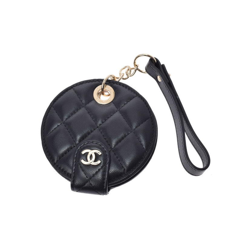 CHANEL Chanel Matrasse Name Tag Bag Charm Black Unisex Lambskin Keychain