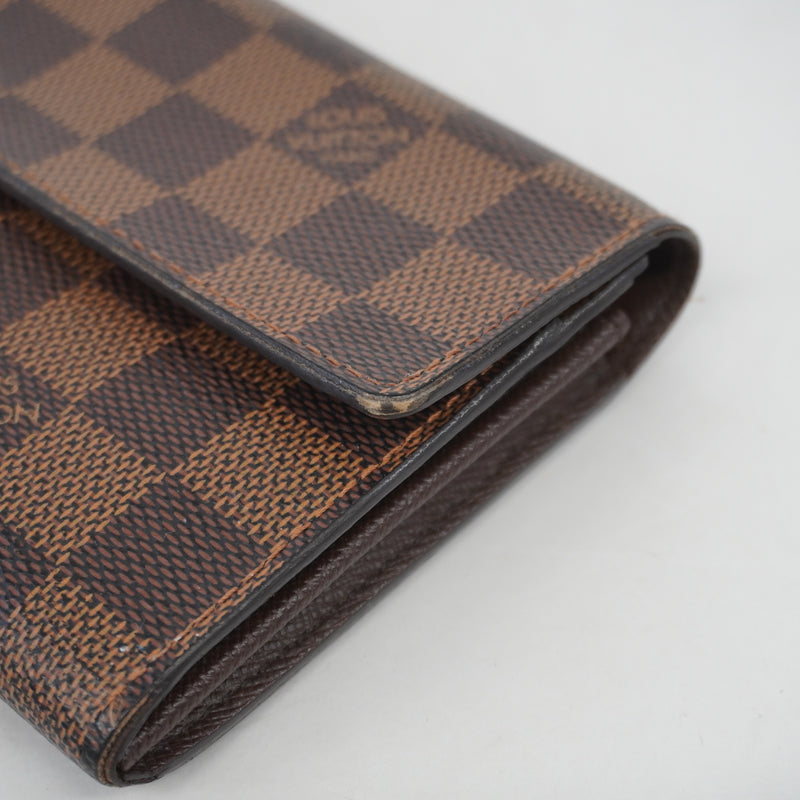 Auth Louis Vuitton Damier Portofeuil Sara N61734 Womens Long Wallet (bi-fold)