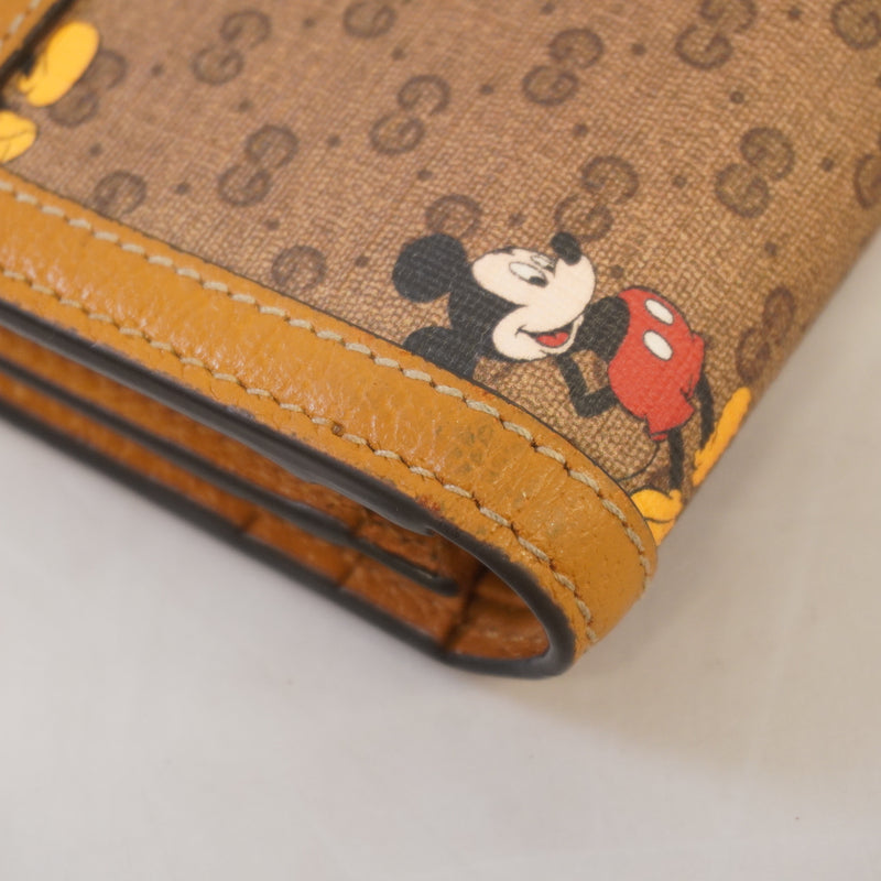 Auth Gucci Disney Collaboration 602534 Womens GG Supreme Wallet (bi-fold) Beige