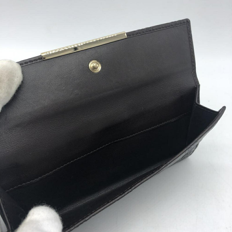 GUCCI 112715 Shima leather W hook brown long wallet Gucci