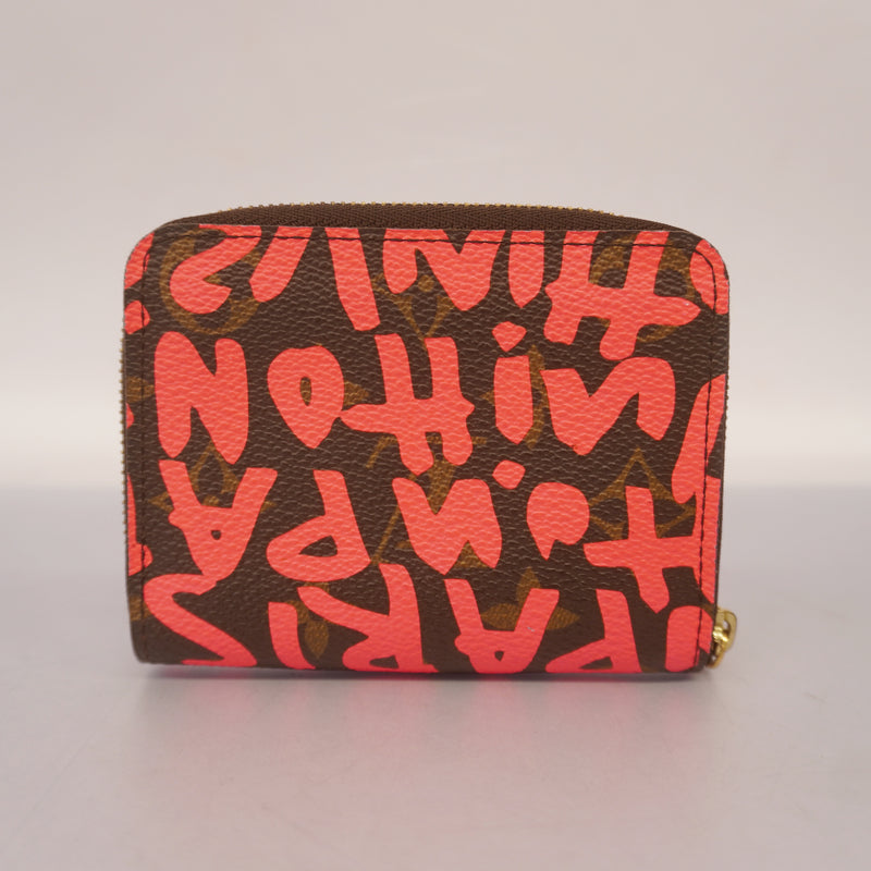 Auth Louis Vuitton Monogram Graffiti Zippy Coin Purse M93707 Womens Coin Purse/coin Case Fuchsia