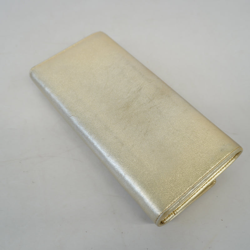 Auth Cartier Bifold Long Wallet Womens Leather Long Wallet (bi-fold) Gold