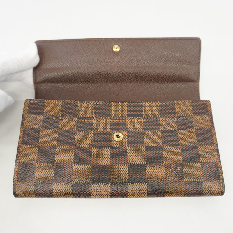 Auth Louis Vuitton Damier Portofeuil Sara N61734 Womens Long Wallet (bi-fold)