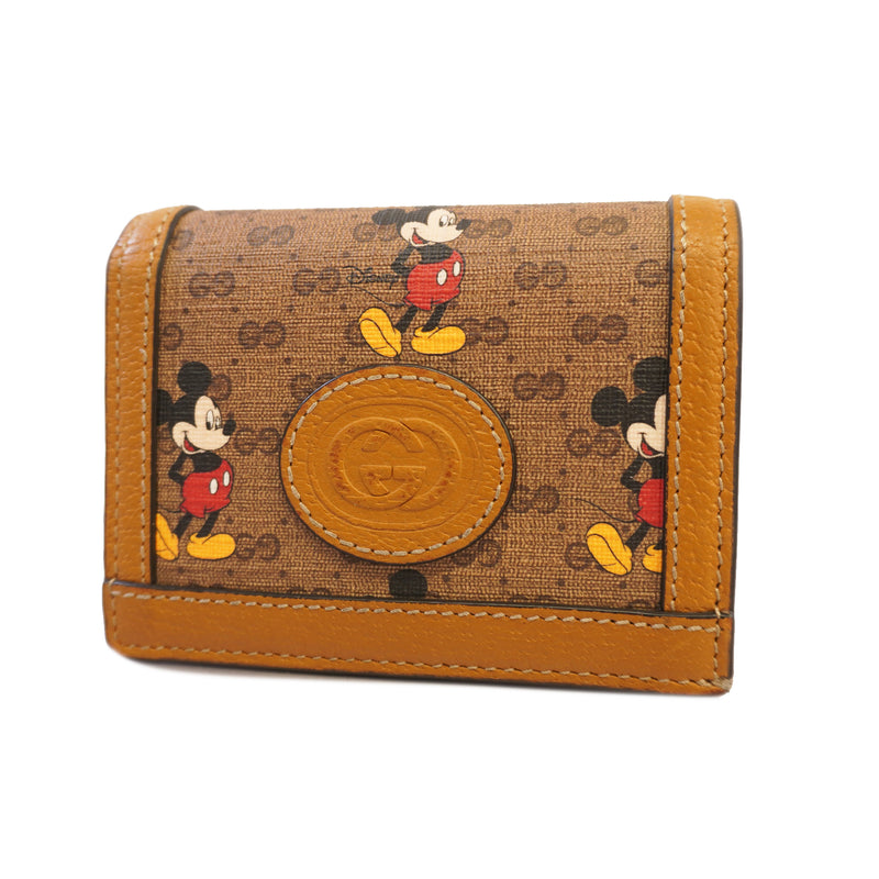 Auth Gucci Disney Collaboration 602534 Womens GG Supreme Wallet (bi-fold) Beige