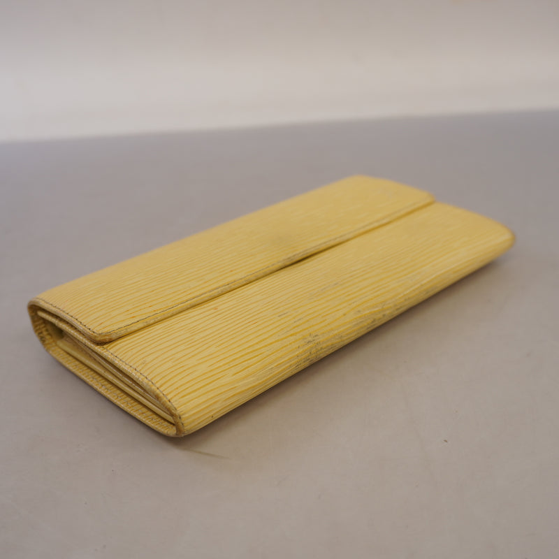 Auth Louis Vuitton Bi-Fold Wallet Epi Pochette Portomone Credit M6357A Vanilla