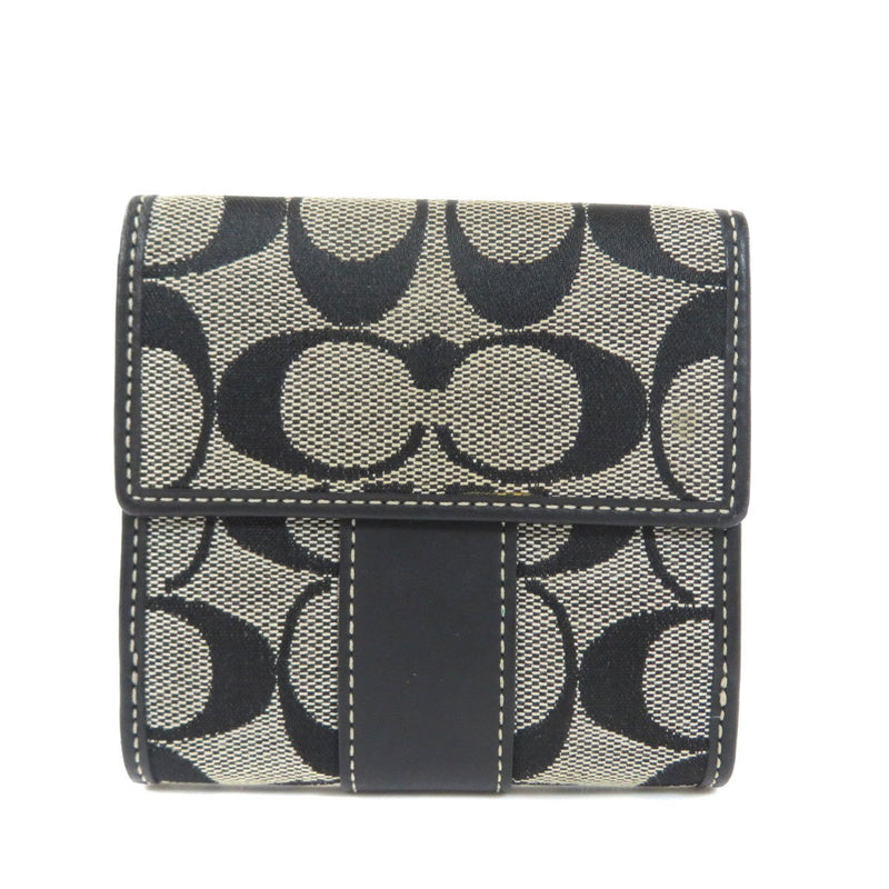 Coach Signature Bi-Fold Wallet Canvas Leather Ladies