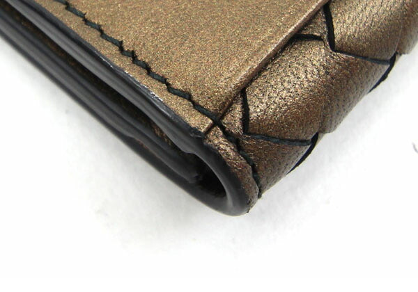Bottega Veneta Business Card Holder Intrecciato 113945 Bronze Leather Case Mens Womens