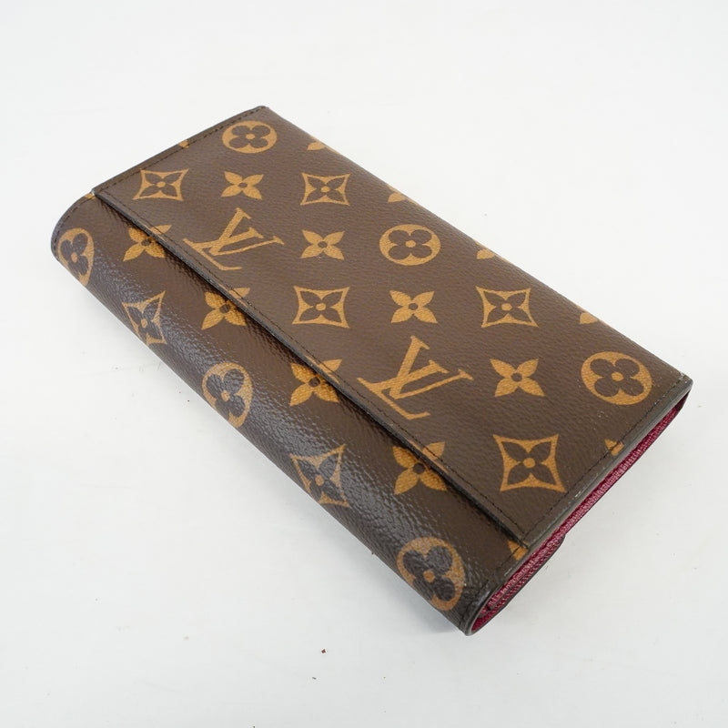 Auth Louis Vuitton Monogram Portefeuille Sara M62234 Womens Long Wallet Fuchsia