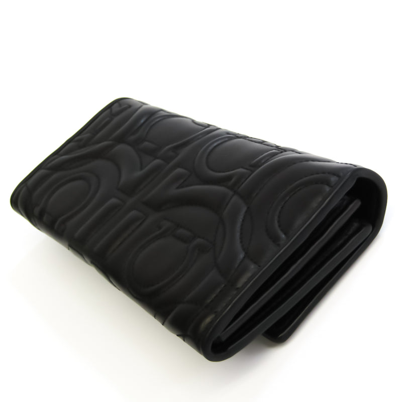 Salvatore Ferragamo Gancini 22 D334/00 Womens Calfskin Long Wallet (bi-fold) Black
