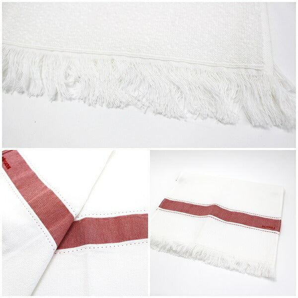 Hermes Bath Towel Beach White Cotton x Rayon 146cm 42cm HERMES