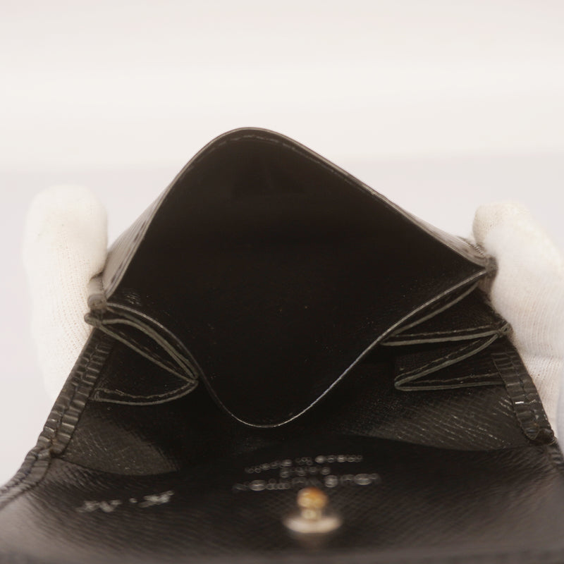 Auth Louis Vuitton Epi Porto Monesampur M63412 Mens Coin Purse/coin Case Noir