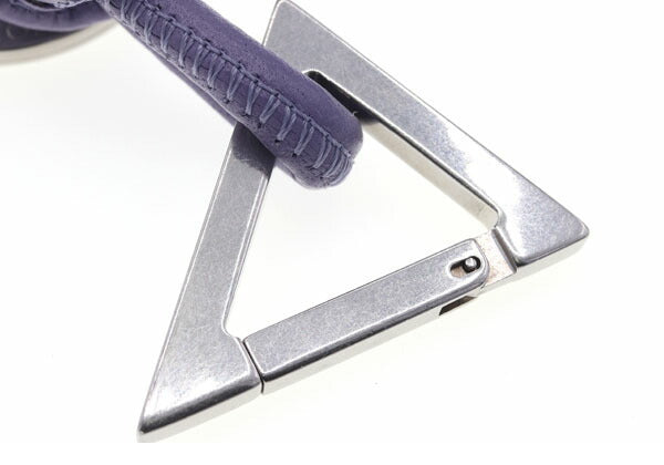 Bottega Veneta Key Ring 619098 Purple Silver Leather Keychain Bag Charm Knot Womens Mens Triangle BOTEGA VENETA