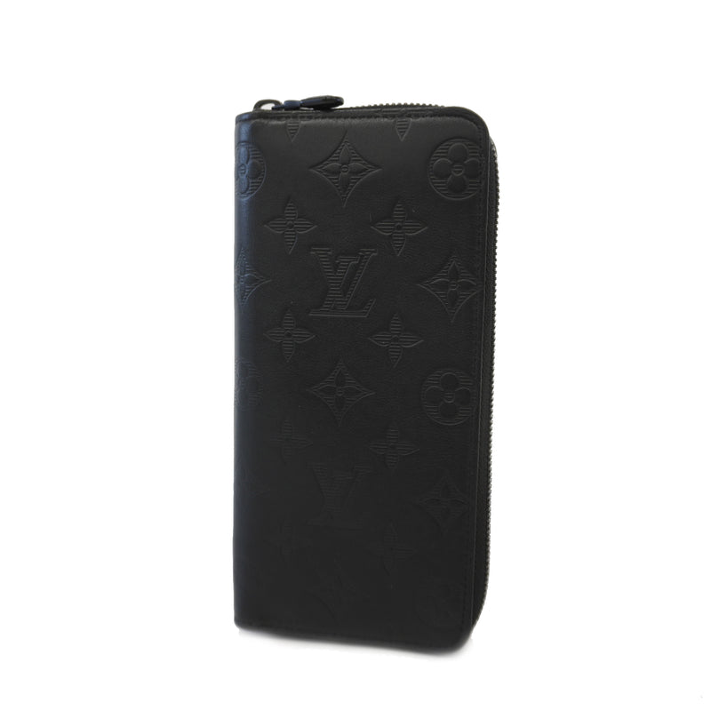Auth Louis Vuitton Monogram Shadow Zippy Wallet Vertical M62902 Mens Long Wallet (bi-fold) Noir