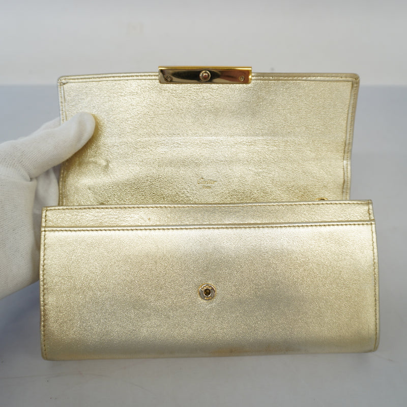 Auth Cartier Bifold Long Wallet Womens Leather Long Wallet (bi-fold) Gold
