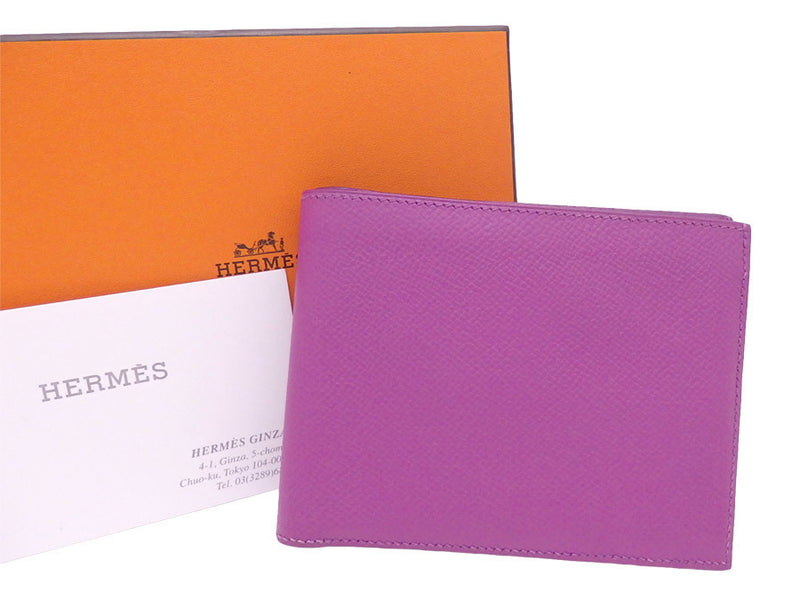Hermes Bi-Fold Wallet Purple Epsom Leather Men