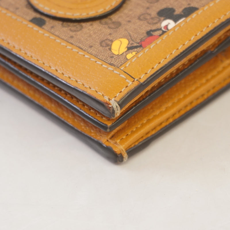Auth Gucci Disney Collaboration 602534 Womens GG Supreme Wallet (bi-fold) Beige