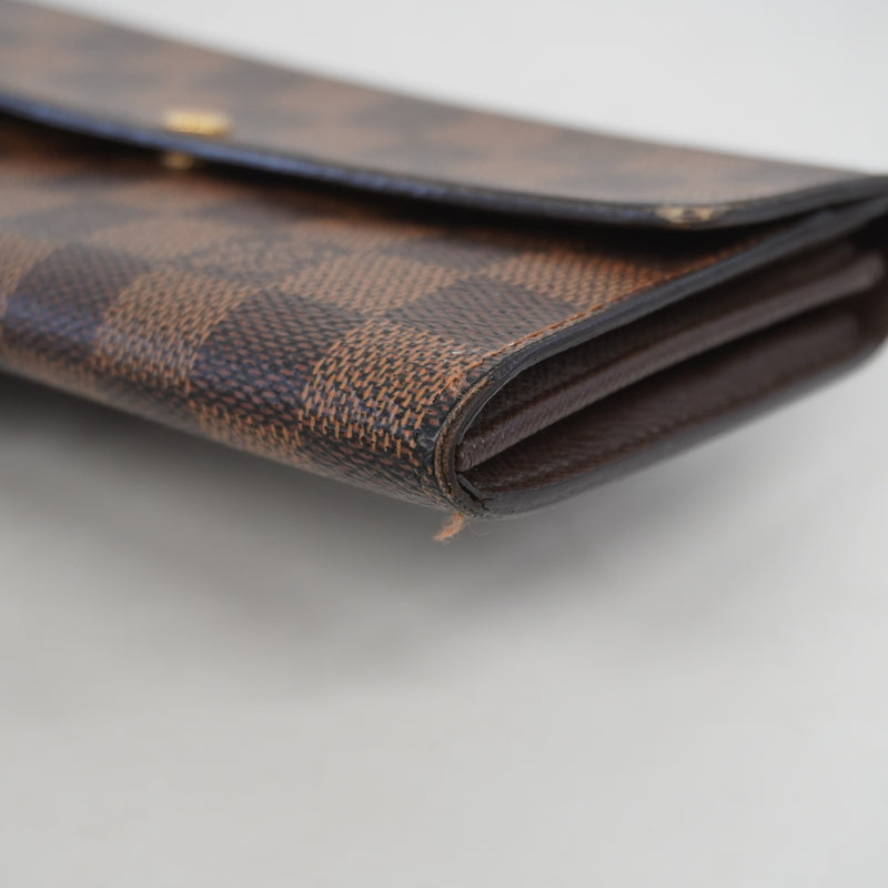 Auth Louis Vuitton Damier Portofeuil Sara N61734 Womens Long Wallet (bi-fold)