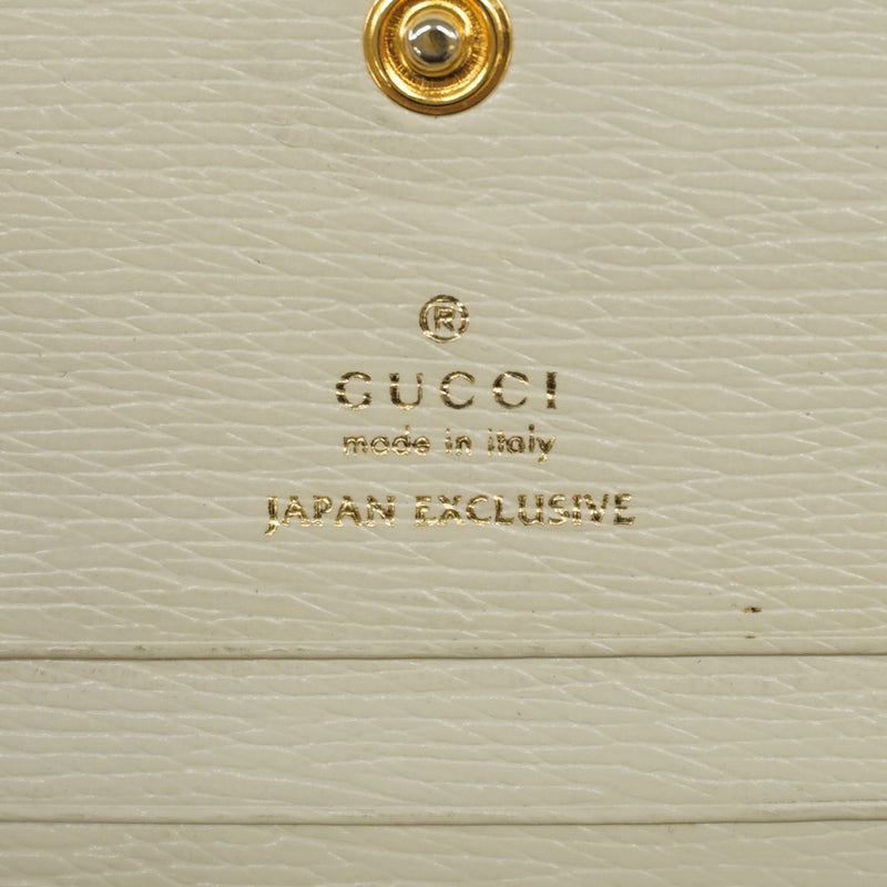 Auth Gucci Bi-Fold Wallet Japan Limited Higuchi Yuko Collaboration 523155 Leather Green / Ivory Gold Metal